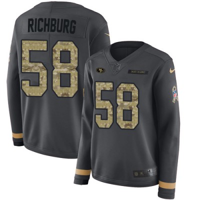 Nike San Francisco 49ers #58 Weston Richburg Anthracite Salute to Service Women's Stitched NFL Limited Therma Long Sleeve Jersey
